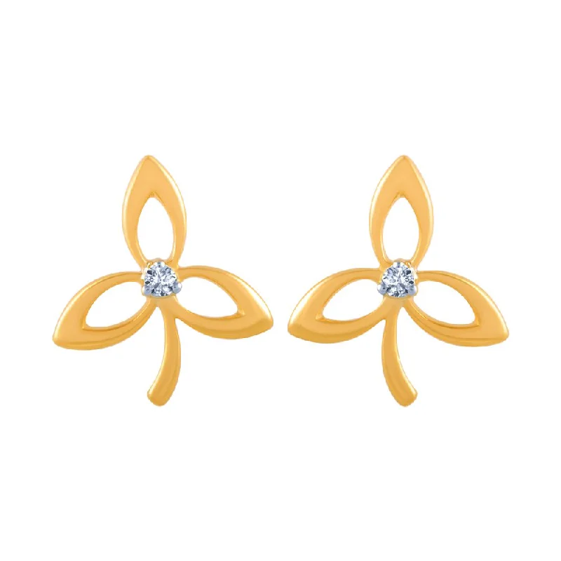 Rhinestone - Embellished Crown - Shaped Stud Earrings for a Princess - Inspired Look14k (585) Yellow Gold And Diamond Stud Earrings For Women