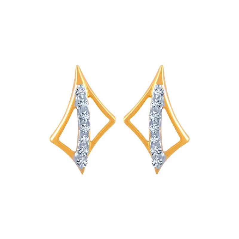 Adjustable - Back Crystal Stud Earrings in Clear for a Sparkling and Versatile Piece14k (585) Yellow Gold And Diamond Stud Earrings For Women