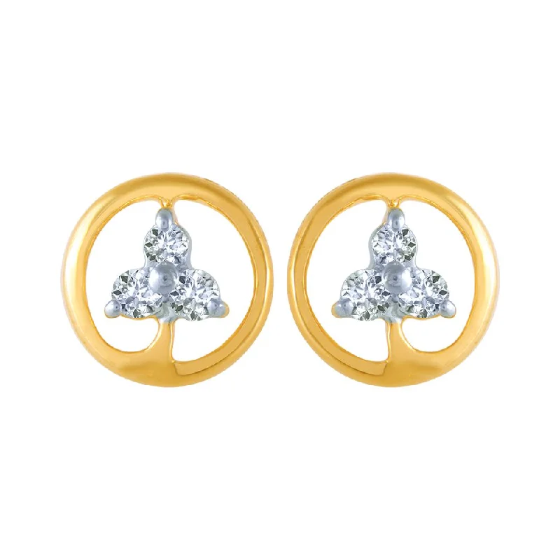 Rose Gold - Tone Geometric - Patterned Stud Earrings for a Modern and Trendy Look14k (585) Yellow Gold And Diamond Stud Earrings For Women