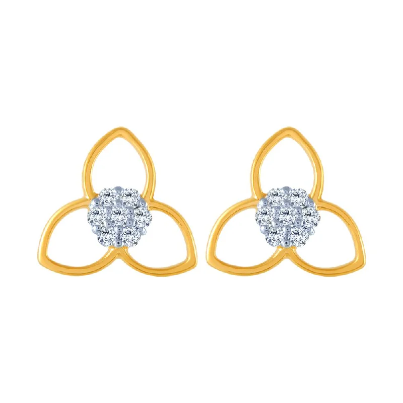 Cubic Zirconia - Encrusted Flower Stud Earrings in Pink for a Girly and Glamorous Accessory14k (585) Yellow Gold And Diamond Stud Earrings For Women