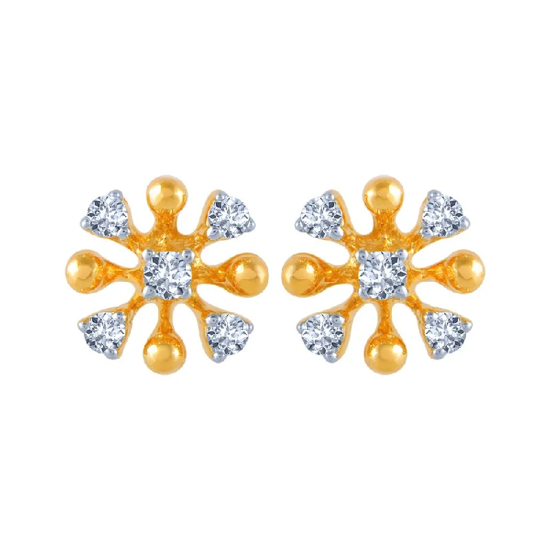 Rhinestone - Embellished Crown - Shaped Stud Earrings for a Princess - Inspired Look14k (585) Yellow Gold And Diamond Stud Earrings For Women