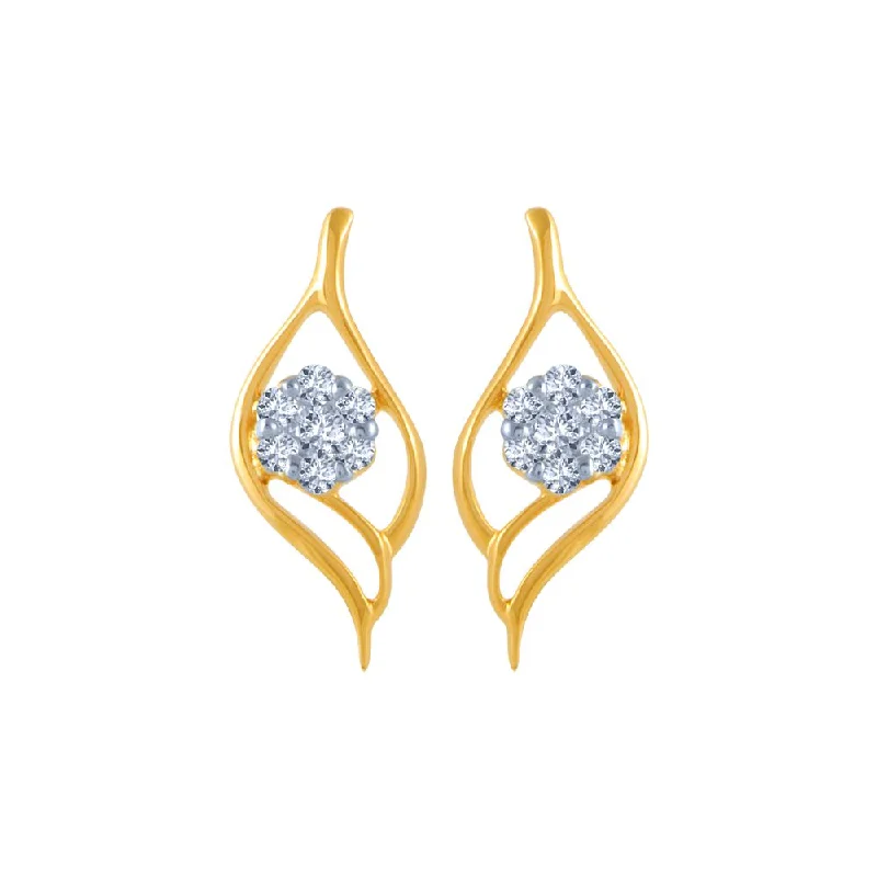 Vintage - Inspired Filigree - Worked Stud Earrings in Gold - Tone for an Antique Aesthetic14k (585) Yellow Gold And Diamond Stud Earrings For Women