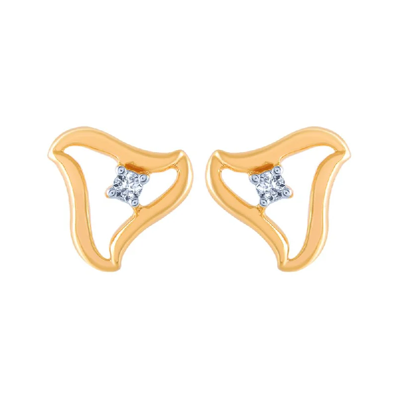 Cubic Zirconia - Encrusted Flower Stud Earrings in Pink for a Girly and Glamorous Accessory14k (585) Yellow Gold And Diamond Stud Earrings For Women