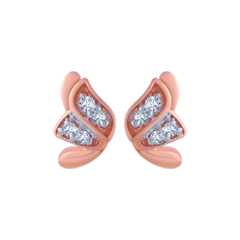 Hypoallergenic Sterling Silver Star - Studded Stud Earrings for Sensitive Ears14KT (585) Rose Gold And Diamond Stud Earrings For Women