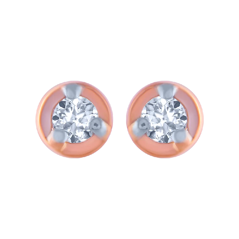 Adjustable - Back Crystal Stud Earrings in Clear for a Sparkling and Versatile Piece14KT (585) Rose Gold And Diamond Stud Earrings For Women