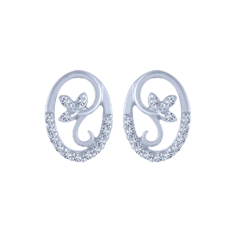 Rhinestone - Embellished Crown - Shaped Stud Earrings for a Princess - Inspired Look14KT (585) White Gold And Diamond Stud Earrings For Women