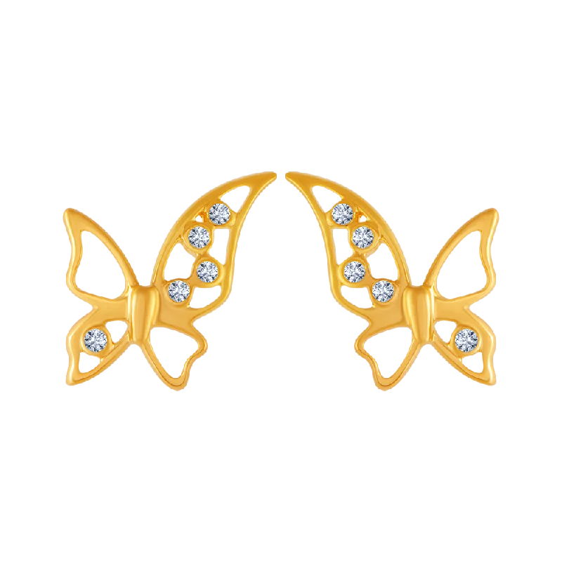 Rainbow - Colored Enameled Butterfly Stud Earrings for a Playful and Colorful Statement14KT (585) Yellow Gold And Diamond Stud Earrings For Women