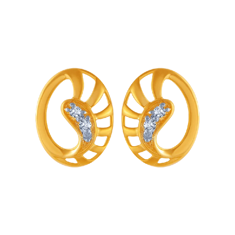 Vintage - Inspired Filigree - Worked Stud Earrings in Gold - Tone for an Antique Aesthetic14KT (585) Yellow Gold And Diamond Stud Earrings For Women