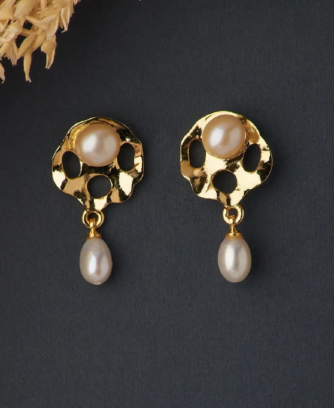 Two - Tone Gold and Silver Plated Clover Stud Earrings for a Lucky and Stylish SymbolBeautiful Hanging Pearl Earring