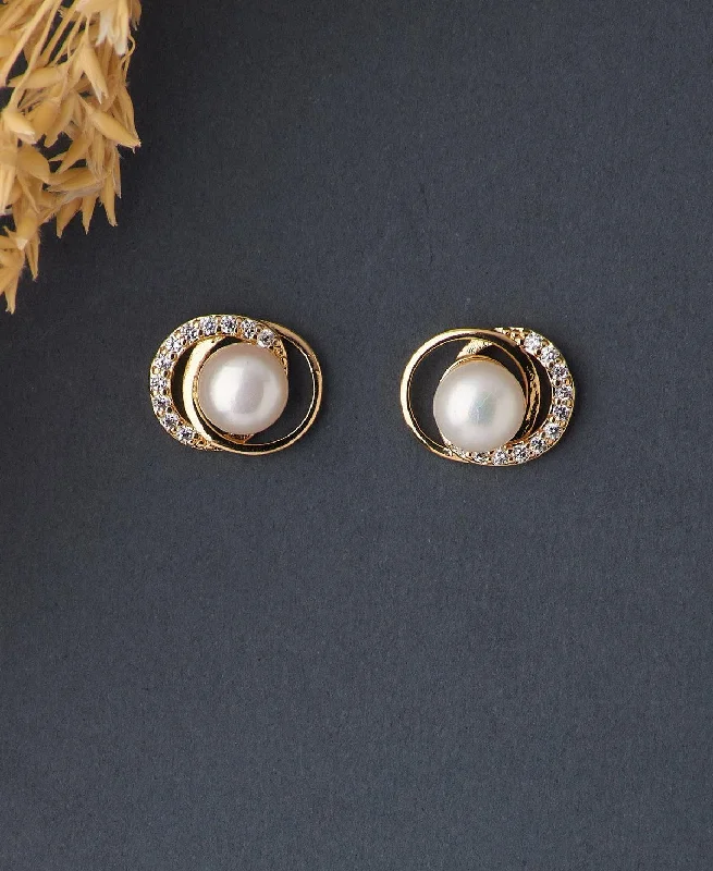 Two - Tone Gold and Silver Plated Clover Stud Earrings for a Lucky and Stylish SymbolClassic White Stud Pearl Earring