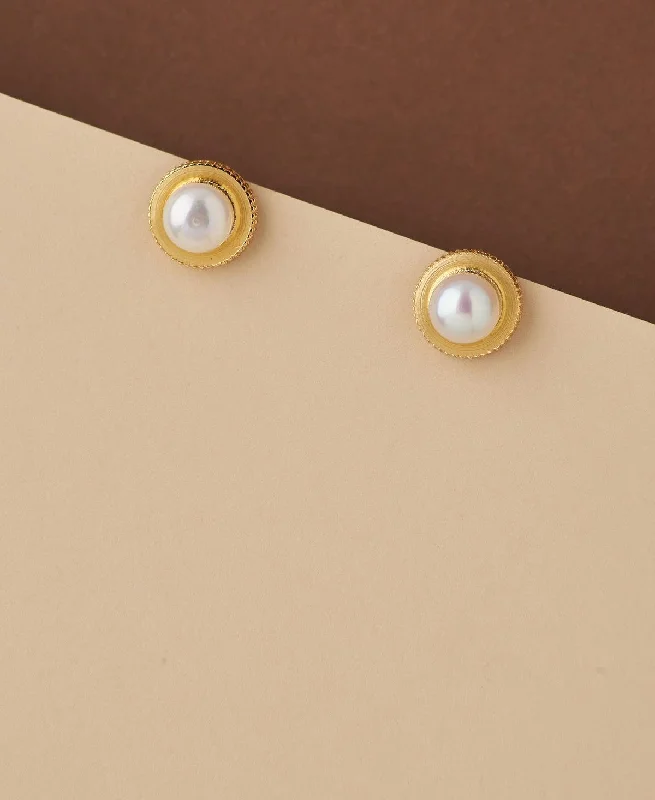 Rose Gold - Tone Geometric - Patterned Stud Earrings for a Modern and Trendy LookClassy White Pearl Stud Earring