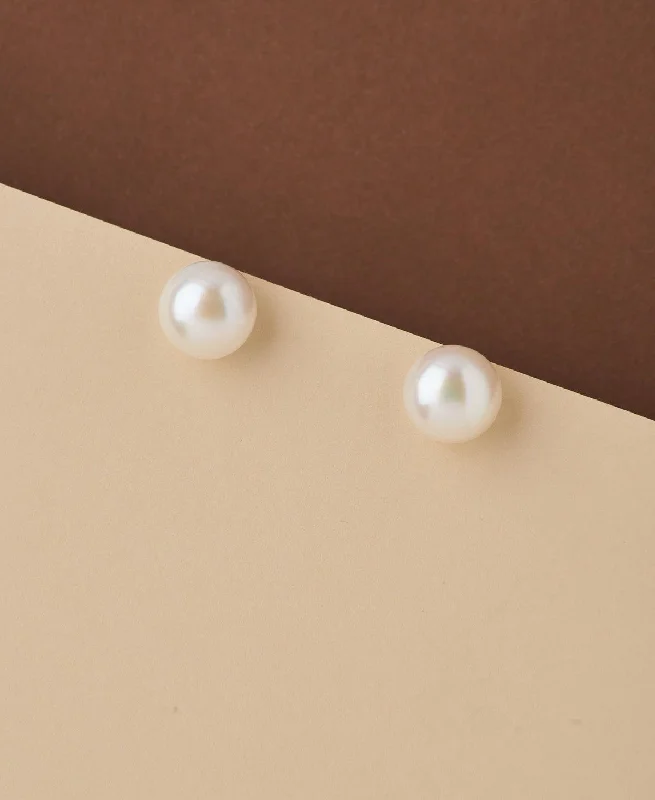 Matte - Finish Titanium Hexagon Stud Earrings for a Sleek and Contemporary StyleClassy White Pearl Stud Earring