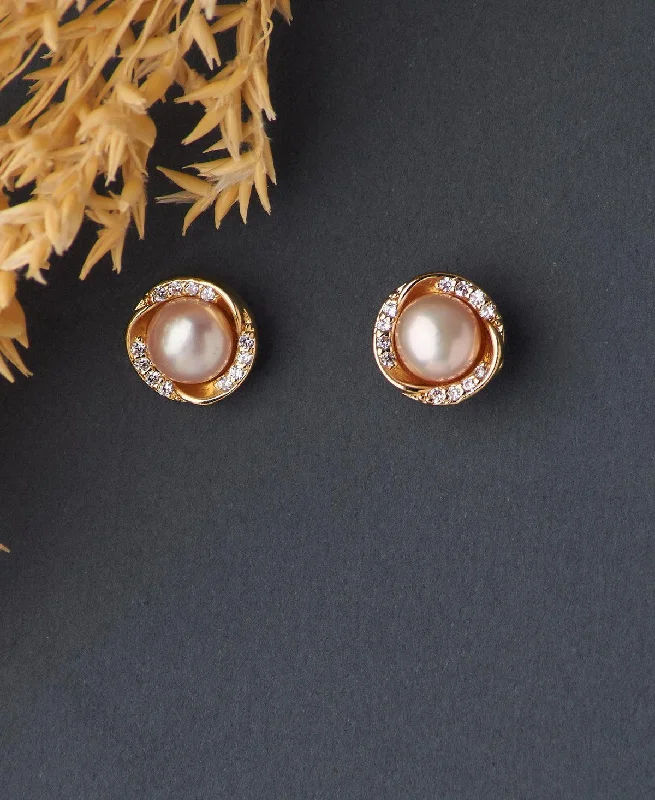 Two - Tone Gold and Silver Plated Clover Stud Earrings for a Lucky and Stylish SymbolClassy White Stud Pearl Earring