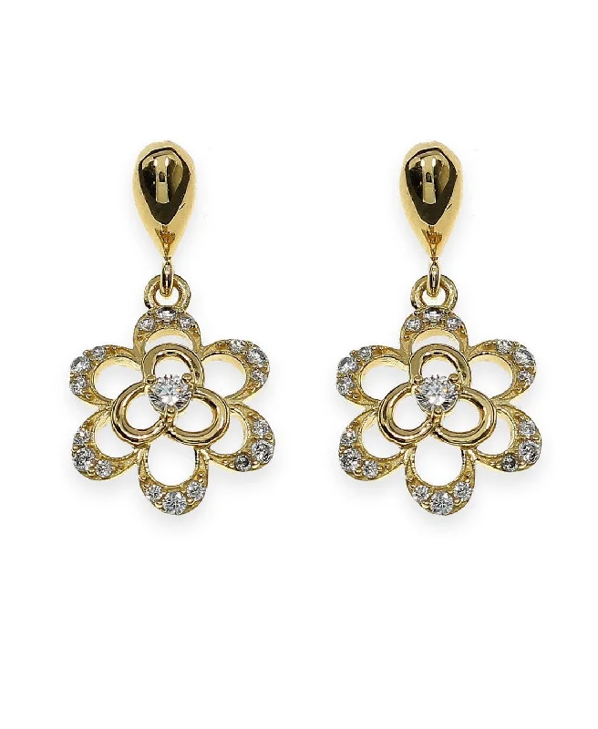 Laser - Engraved Initial Stud Earrings in Silver for a Personalized and Customized AccessoryDainty Stone Studded Gold Flower Earrings